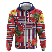 Hawaii Hibiscus Lei Zip Hoodie Hawaiian Flag Motif
