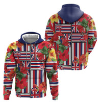 Hawaii Hibiscus Lei Zip Hoodie Hawaiian Flag Motif
