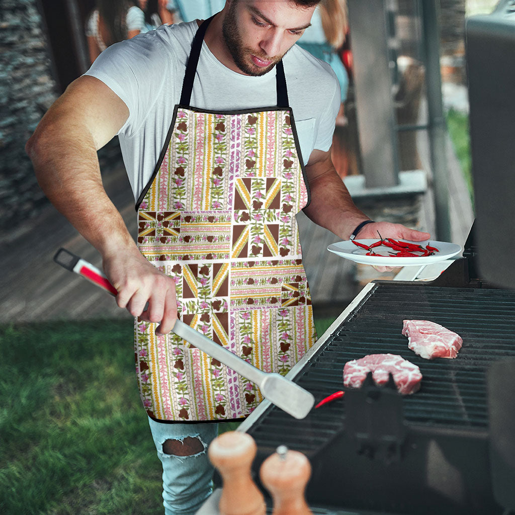 Hawaii Lokelani Pikake Lei Apron Hawaiian Flag Motif