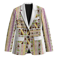 Hawaii Lokelani Pikake Lei Blazer Hawaiian Flag Motif