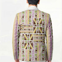 Hawaii Lokelani Pikake Lei Blazer Hawaiian Flag Motif