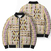 Hawaii Lokelani Pikake Lei Bomber Puffer Jacket Hawaiian Flag Motif
