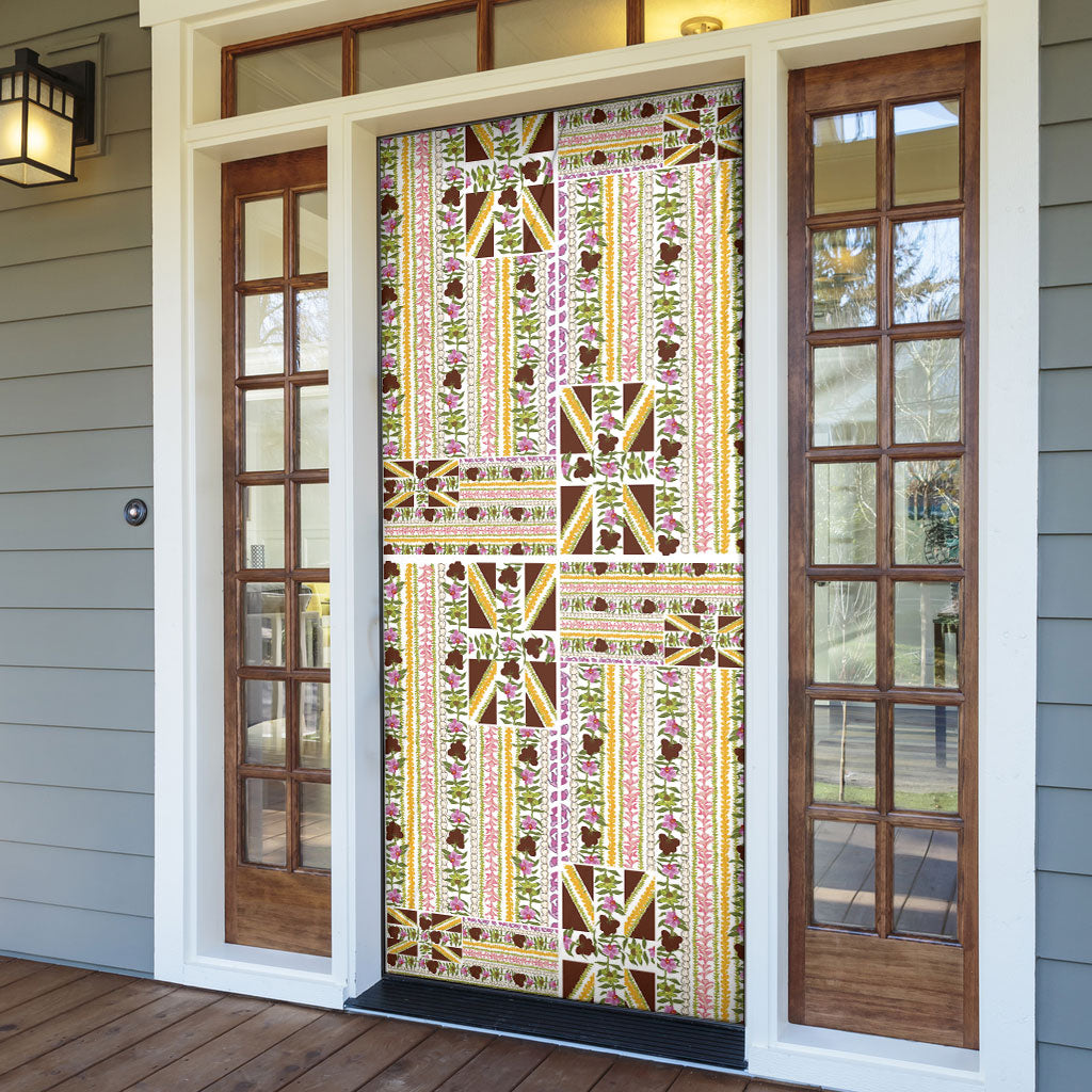 Hawaii Lokelani Pikake Lei Door Cover Hawaiian Flag Motif