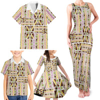 Hawaii Lokelani Pikake Lei Family Matching Tank Maxi Dress and Hawaiian Shirt Hawaiian Flag Motif LT9 - Polynesian Pride