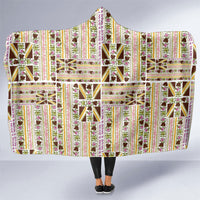 Hawaii Lokelani Pikake Lei Hooded Blanket Hawaiian Flag Motif LT9 One Size White - Polynesian Pride