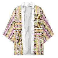 Hawaii Lokelani Pikake Lei Kimono Hawaiian Flag Motif