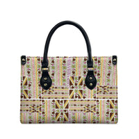 Hawaii Lokelani Pikake Lei Leather Bag Hawaiian Flag Motif
