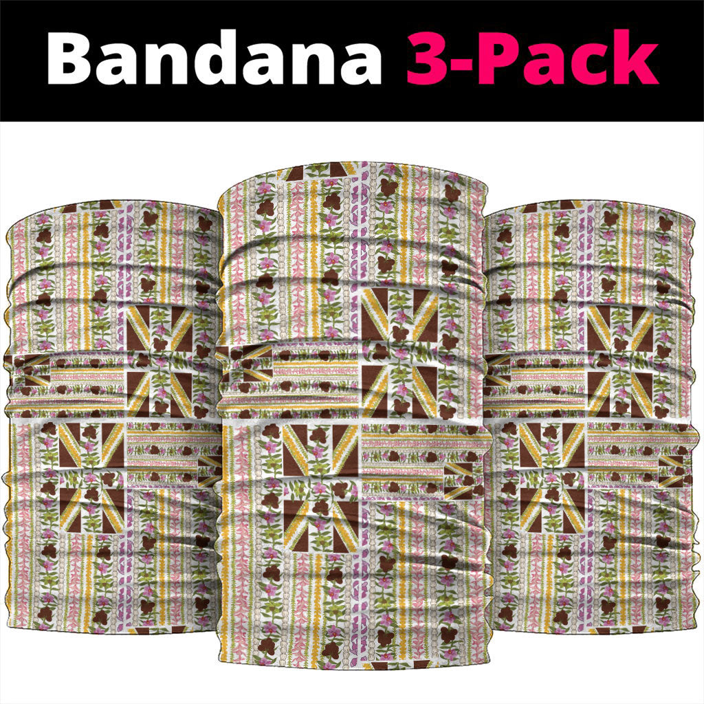 Hawaii Lokelani Pikake Lei Neck Gaiter Hawaiian Flag Motif LT9 package One Size: 25*50cm White - Polynesian Pride