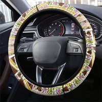 Hawaii Lokelani Pikake Lei Steering Wheel Cover Hawaiian Flag Motif LT9 - Polynesian Pride