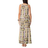 Hawaii Lokelani Pikake Lei Tank Maxi Dress Hawaiian Flag Motif