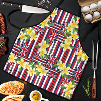 Hawaii Plumeria Lei Apron Hawaiian Flag Motif