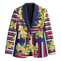 Hawaii Plumeria Lei Blazer Hawaiian Flag Motif