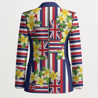 Hawaii Plumeria Lei Blazer Hawaiian Flag Motif