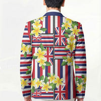 Hawaii Plumeria Lei Blazer Hawaiian Flag Motif