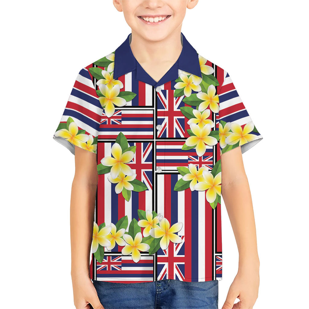Hawaii Plumeria Lei Family Matching Summer Maxi Dress and Hawaiian Shirt Hawaiian Flag Motif LT9 Son's Shirt Red - Polynesian Pride