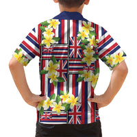 Hawaii Plumeria Lei Family Matching Tank Maxi Dress and Hawaiian Shirt Hawaiian Flag Motif LT9 - Polynesian Pride