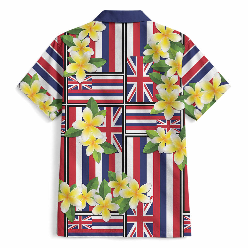 Hawaii Plumeria Lei Hawaiian Shirt Hawaiian Flag Motif LT9 - Polynesian Pride