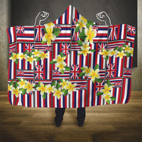 Hawaii Plumeria Lei Hooded Blanket Hawaiian Flag Motif