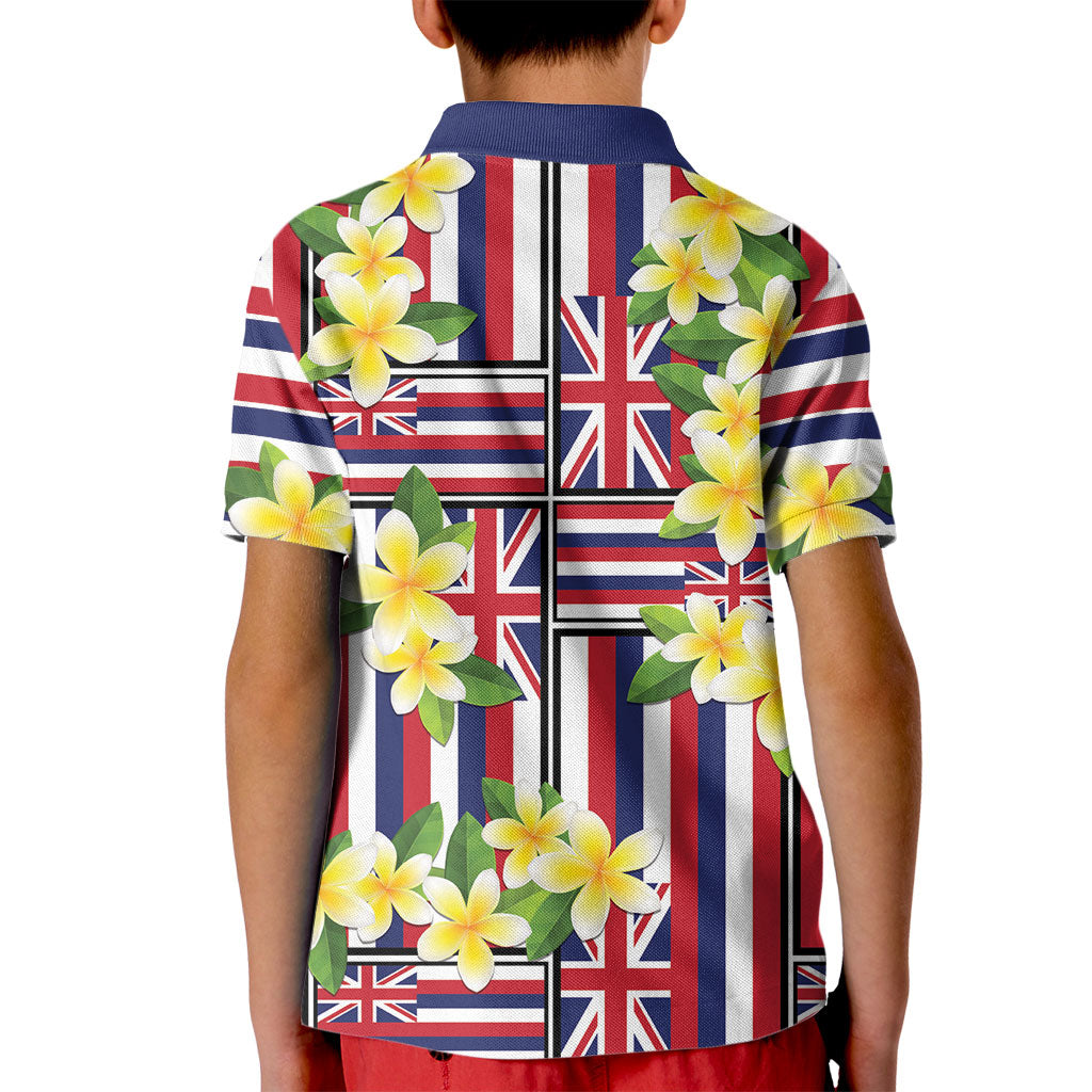 Hawaii Plumeria Lei Kid Polo Shirt Hawaiian Flag Motif