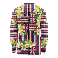 Hawaii Plumeria Lei Long Sleeve Shirt Hawaiian Flag Motif LT9 - Polynesian Pride