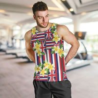 Hawaii Plumeria Lei Men Tank Top Hawaiian Flag Motif