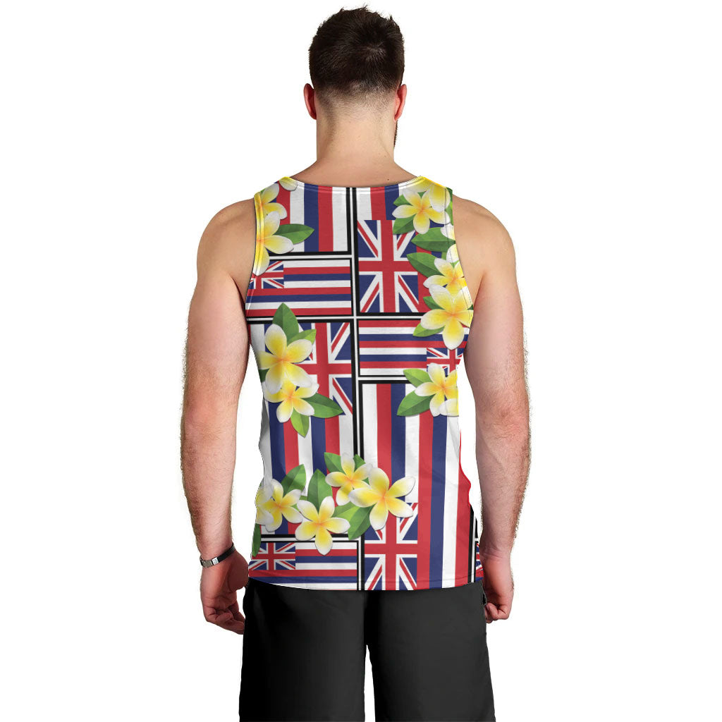 Hawaii Plumeria Lei Men Tank Top Hawaiian Flag Motif