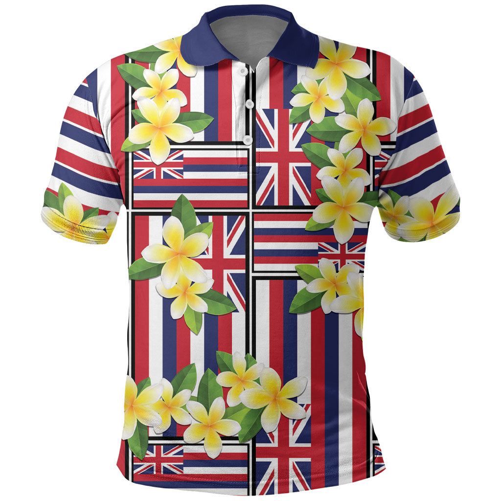 Hawaii Plumeria Lei Polo Shirt Hawaiian Flag Motif LT9 Red - Polynesian Pride