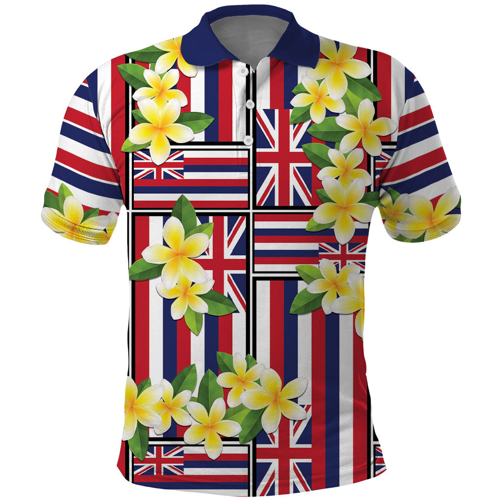 Hawaii Plumeria Lei Polo Shirt Hawaiian Flag Motif LT9 Red - Polynesian Pride