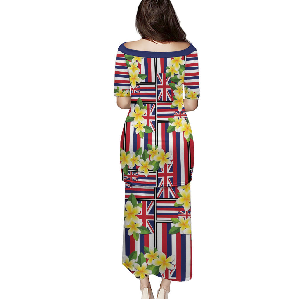 Hawaii Plumeria Lei Puletasi Hawaiian Flag Motif