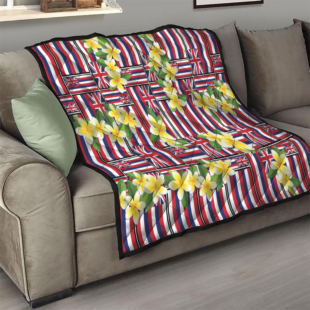 Hawaii Plumeria Lei Quilt Hawaiian Flag Motif
