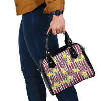 Hawaii Plumeria Lei Shoulder Handbag Hawaiian Flag Motif