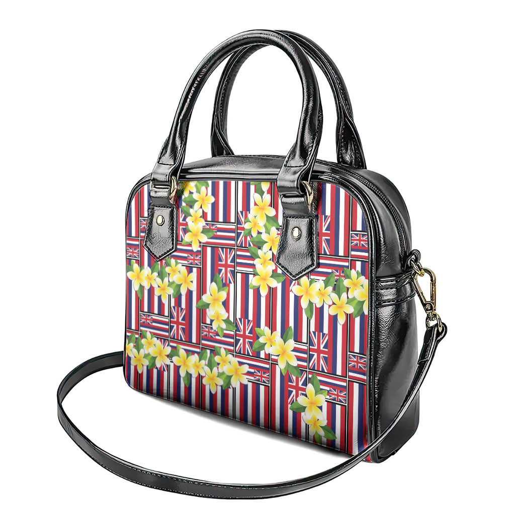 Hawaii Plumeria Lei Shoulder Handbag Hawaiian Flag Motif