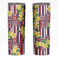 Hawaii Plumeria Lei Skinny Tumbler Hawaiian Flag Motif