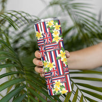 Hawaii Plumeria Lei Skinny Tumbler Hawaiian Flag Motif