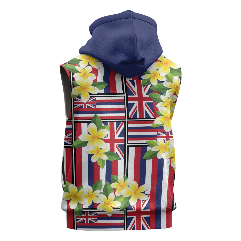 Hawaii Plumeria Lei Sleeveless Hoodie Hawaiian Flag Motif