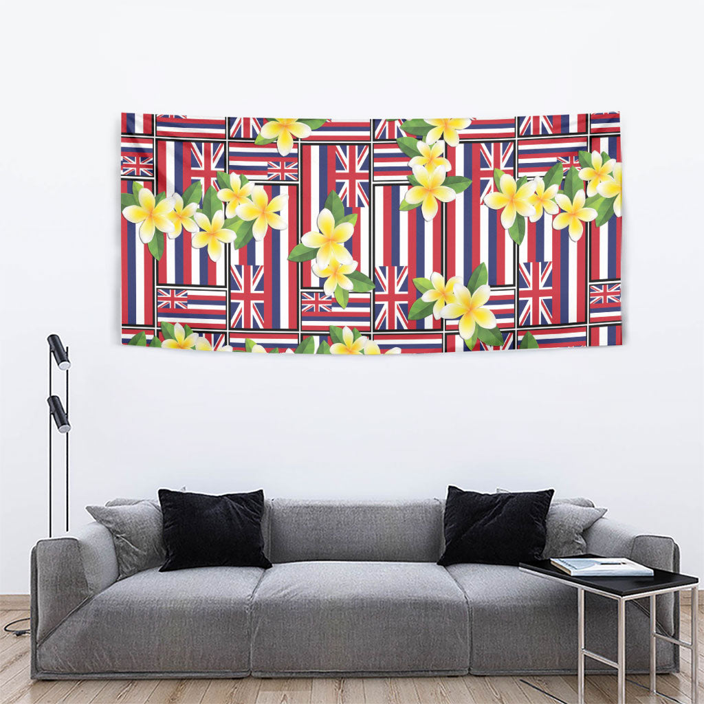 Hawaii Plumeria Lei Tapestry Hawaiian Flag Motif