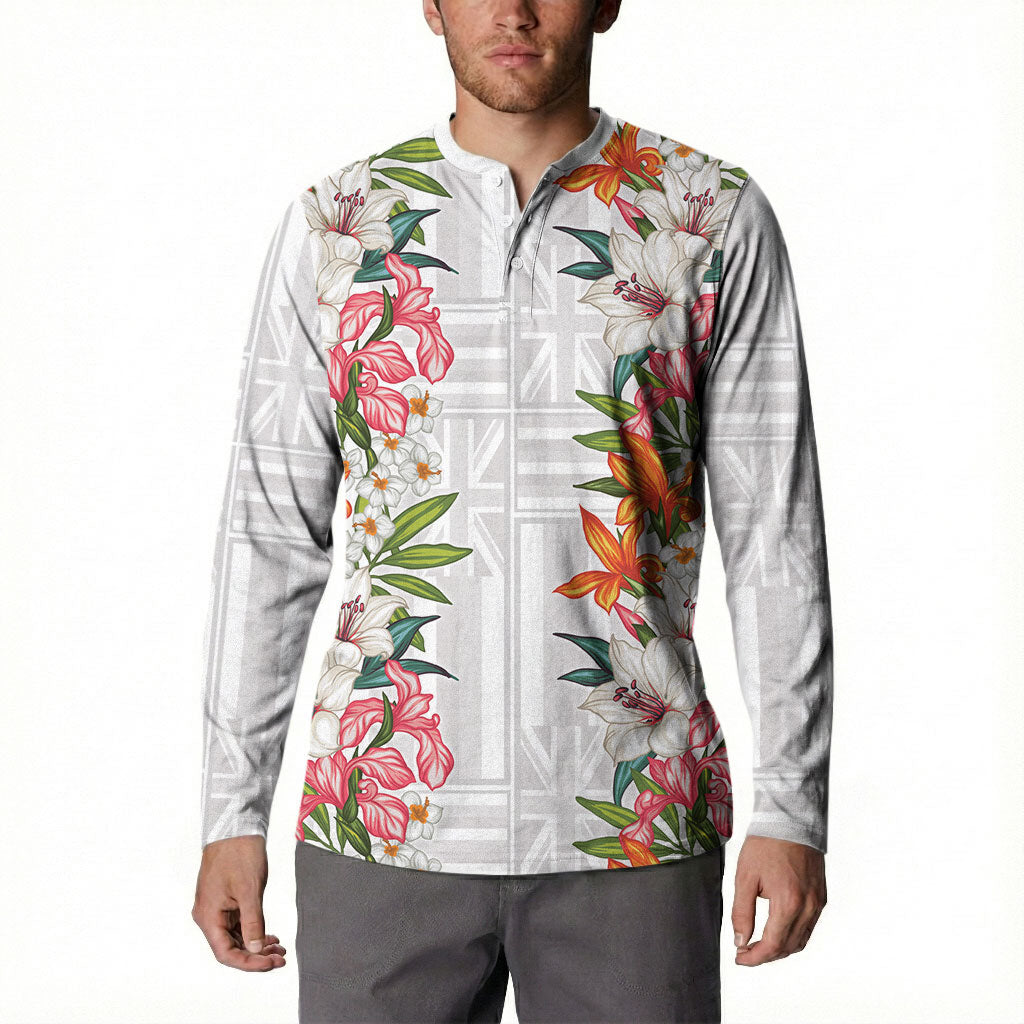 Hawaii Tropical Twist Lei Button Sweatshirt Hawaiian Flag Motif