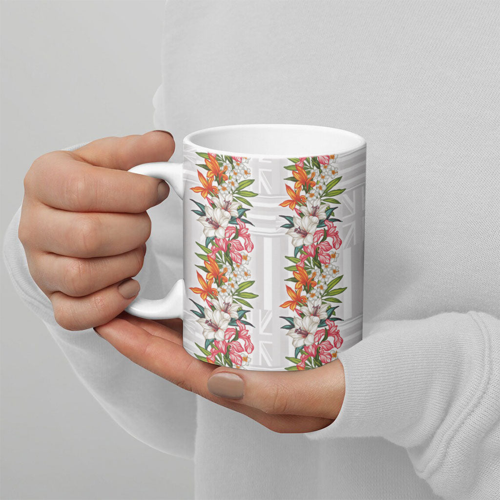 Hawaii Tropical Twist Lei Ceramic Mug Hawaiian Flag Motif