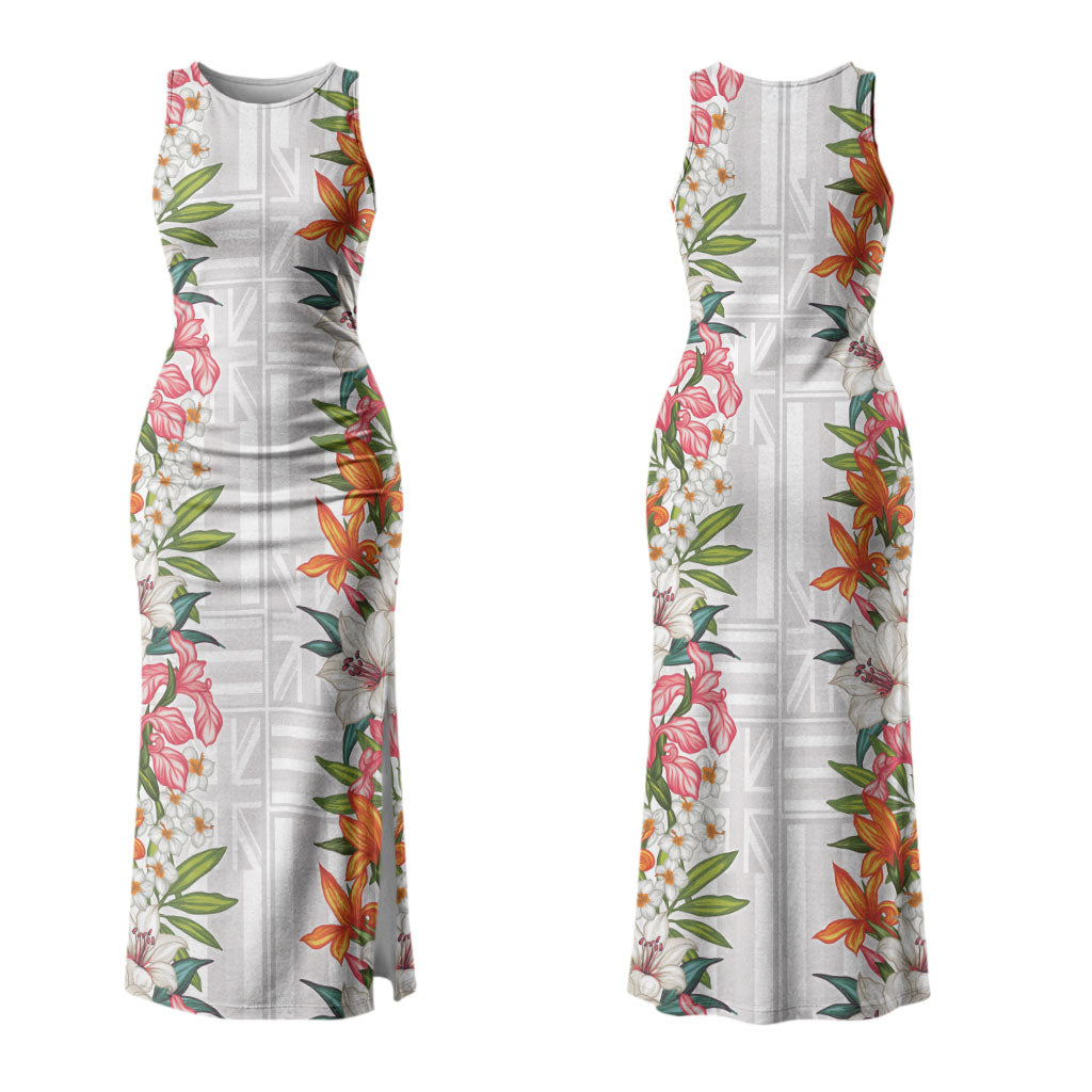 Hawaii Tropical Twist Lei Couples Matching Tank Maxi Dress and Hawaiian Shirt Hawaiian Flag Motif LT9 - Polynesian Pride