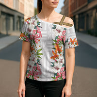Hawaii Tropical Twist Lei Cross Shoulder Shirt Hawaiian Flag Motif