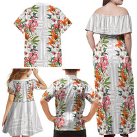 Hawaii Tropical Twist Lei Family Matching Off Shoulder Maxi Dress and Hawaiian Shirt Hawaiian Flag Motif LT9 - Polynesian Pride