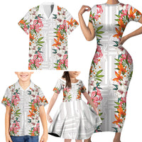 Hawaii Tropical Twist Lei Family Matching Short Sleeve Bodycon Dress and Hawaiian Shirt Hawaiian Flag Motif LT9 - Polynesian Pride