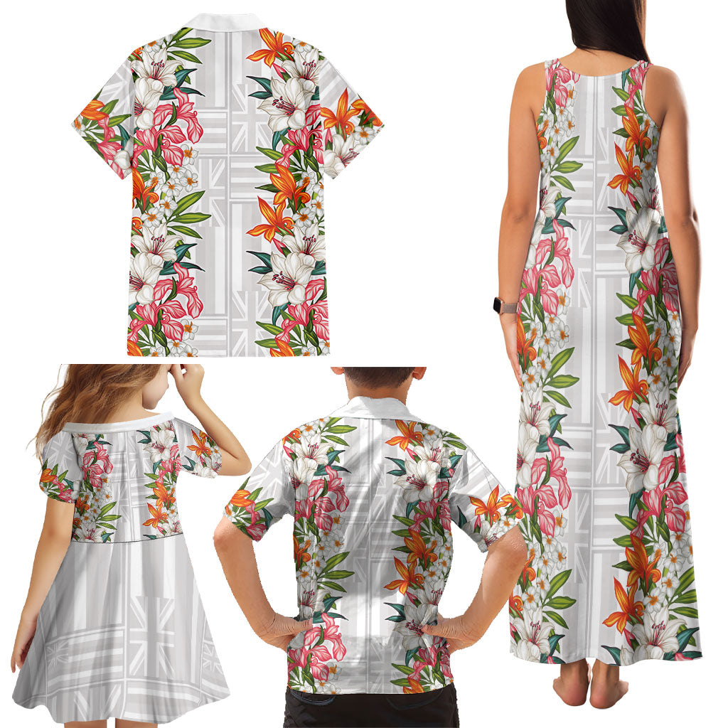 Hawaii Tropical Twist Lei Family Matching Tank Maxi Dress and Hawaiian Shirt Hawaiian Flag Motif LT9 - Polynesian Pride
