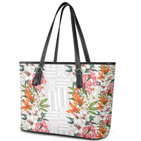 Hawaii Tropical Twist Lei Leather Tote Bag Hawaiian Flag Motif