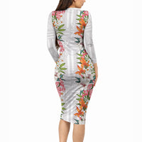 Hawaii Tropical Twist Lei Long Sleeve Bodycon Dress Hawaiian Flag Motif LT9 - Polynesian Pride