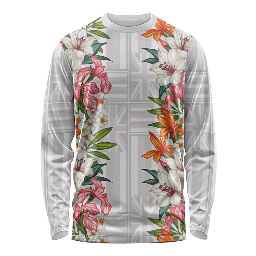 Hawaii Tropical Twist Lei Long Sleeve Shirt Hawaiian Flag Motif