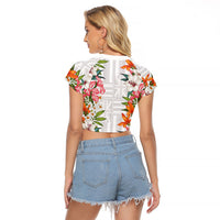 Hawaii Tropical Twist Lei Raglan Cropped T Shirt Hawaiian Flag Motif