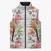 Hawaii Tropical Twist Lei Sleeveless Puffer Jacket Hawaiian Flag Motif