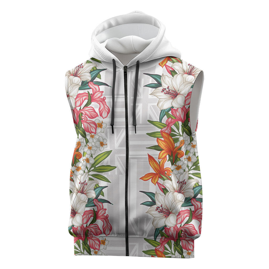 Hawaii Tropical Twist Lei Sleeveless Zip Hoodie Hawaiian Flag Motif