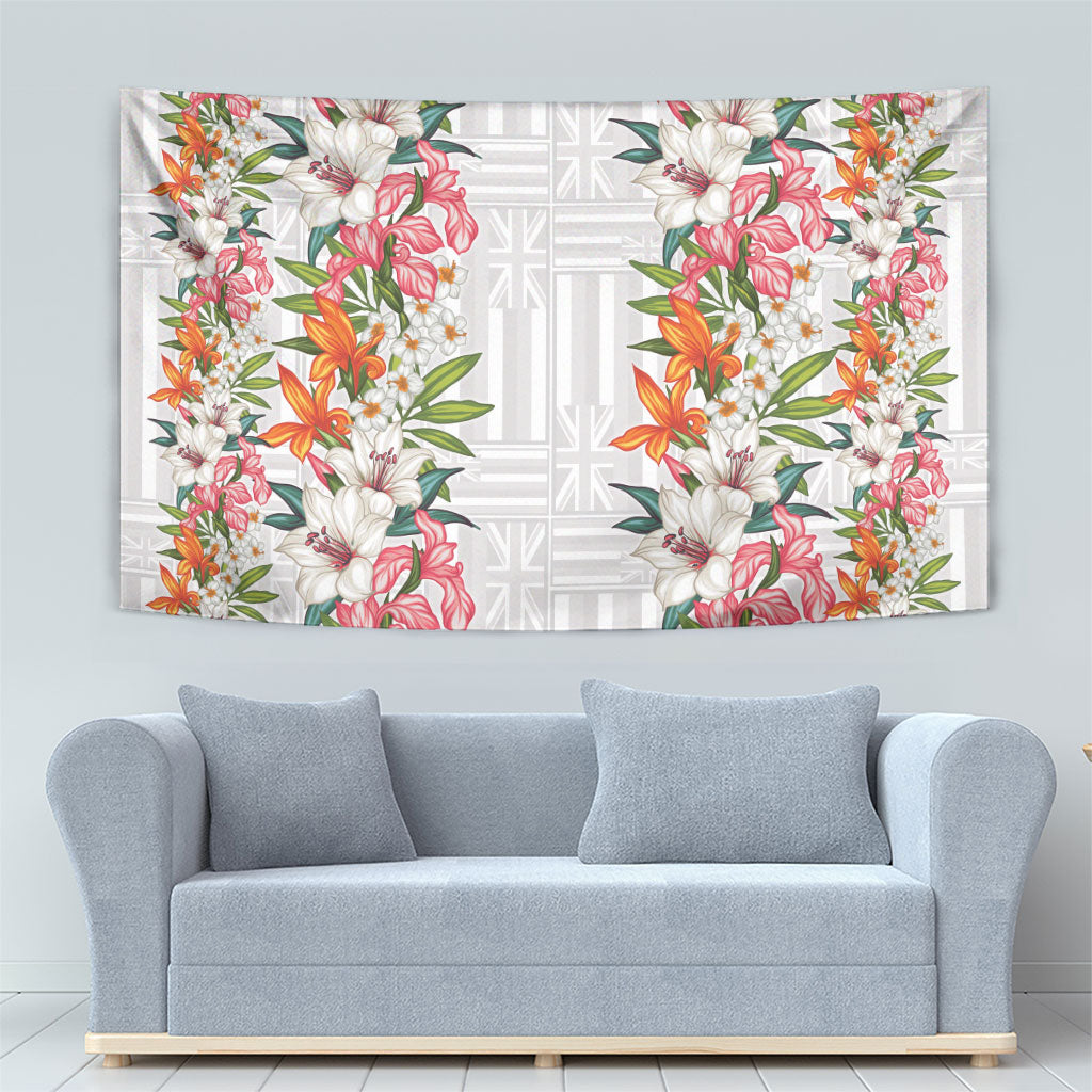 Hawaii Tropical Twist Lei Tapestry Hawaiian Flag Motif